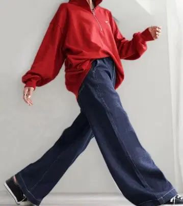 HUG.U [ 혁명 데님 ] 와이드 팬츠 톨 기장