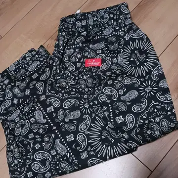 Cookman(쿡맨) 셰프 팬츠 페이즐리 무늬 블랙 XL