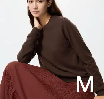 [ 이번 시즌 새상품 ] 유니클로 캐시미어 크루넥 스웨터 브라운 M
