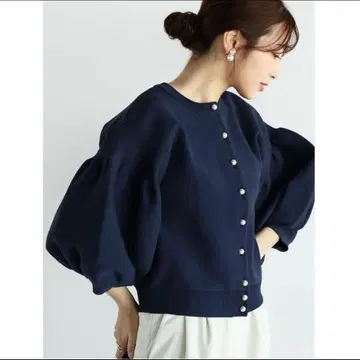 Vin/벌룬 슬리브/가디건/펄 버튼/네이비/38