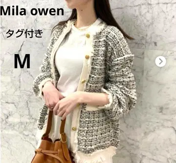 택 포함 미라 오웬 24SS 트위드 니트 자켓 M