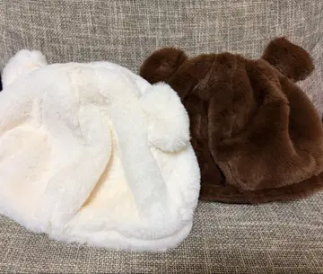 시마무라 아오키 미사코 곰돌이 귀 베레모 아이보리 브라운 2종 세트