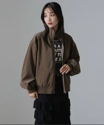 나노유니버스 피치 인조 가죽 스탠드 카라 블루종 모카