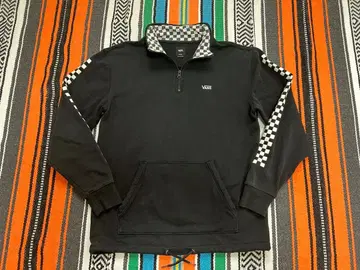 반스 VANS 맨투맨 트레이닝복 M 체커보드 블랙 하프 지퍼