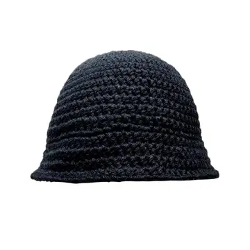 크러셔 햇 버킷 햇 털실 블랙