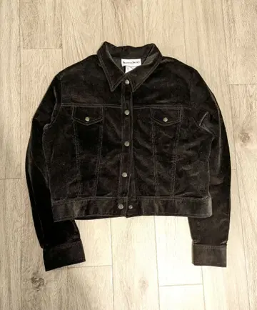 미국 빈티지 의류 벨로아 느낌 코듀로이 숏 기장 자켓 짙은 브라운