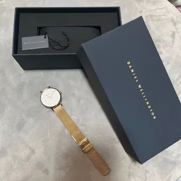 DANIEL WELLINGTON 골드 메쉬 밴딩 손목시계 공식 포장 포함