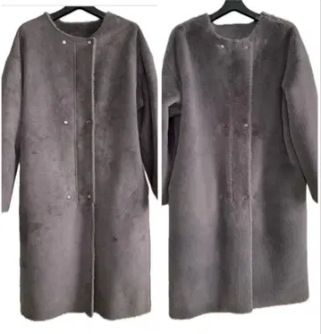 테치치 무스탕 롱 코트 그레이 스웨이드풍 복슬복슬 리버서블