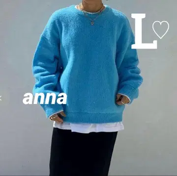 시마무라 anna 컬러 빅 니트 풀오버 L 블루