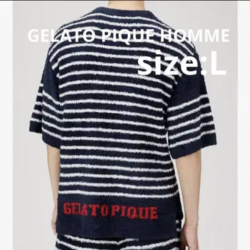 택 포함 새상품 GELATOPIQUEHOMME 반팔 타월 모코 마린 보더