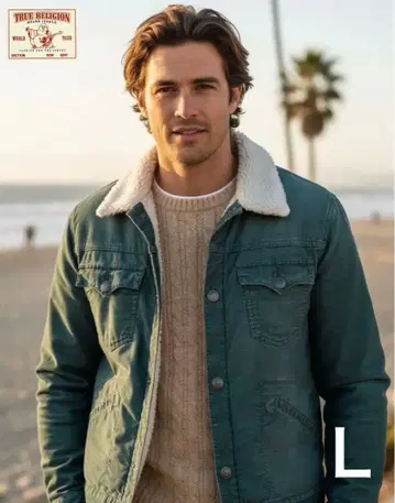 TRUE RELIGION/코듀로이/보아/자켓/L/크롭/그린