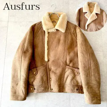 레어 XL Ausfurs 램 가죽 무스탕 자켓 42 베이지 양가죽