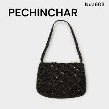 PECHINCHAR 비즈 장식 스팽글 블랙 핸드백