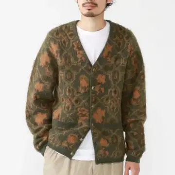 빔즈 모헤어 가디건 보태니컬 무늬