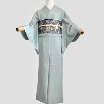 라이트 블루 그레이 시츠케츠키 히토츠몬 이로무지 기모노 순수 실크 NO