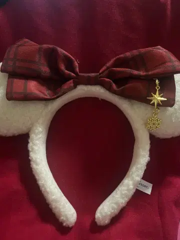 디즈니 머리띠 체크 리본