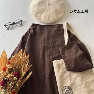 b712*새상품 시삼 공방 헤링본 오프넥 코튼 원피스