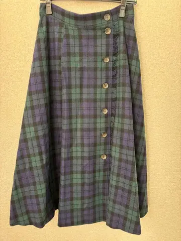 HUG W R 새상품 미사용 블랙워치 프린지 랩스커트