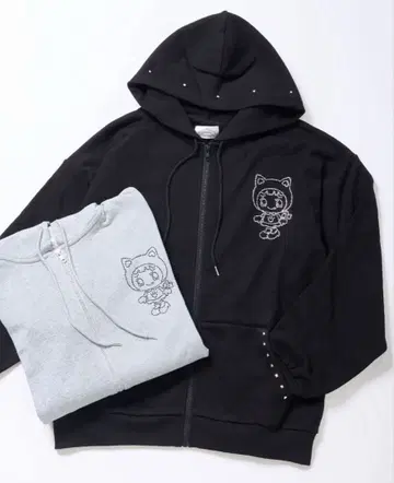 나루미야 해피파크 미밀리 지퍼 후드티 블랙