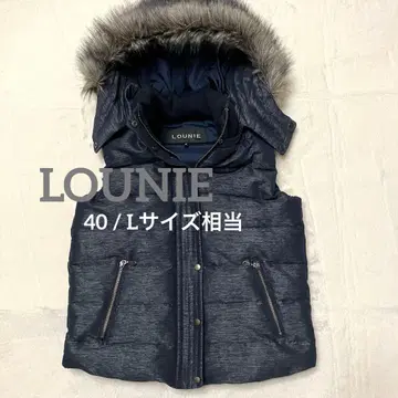 LOUNIE 다운 베스트 퍼 포함 후드 탈부착 가능 40 네이비