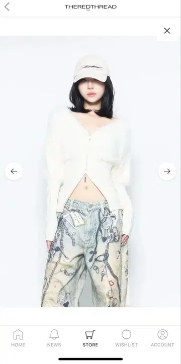 THEREDTHREAD S contrast zip knit ivory