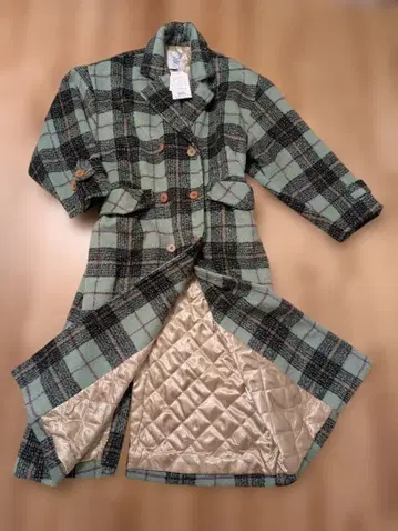 jouetie 쥬에티 맥시 체스터 코트 롱 코트 그린 체크