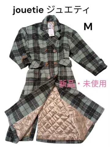 jouetie 쥬에티 맥시 체스터 코트 롱 코트 그린 체크