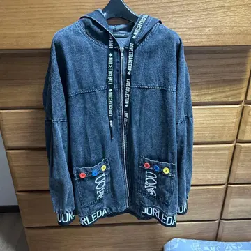LOVE COLLECTION 후드 부착 데님 자켓 M