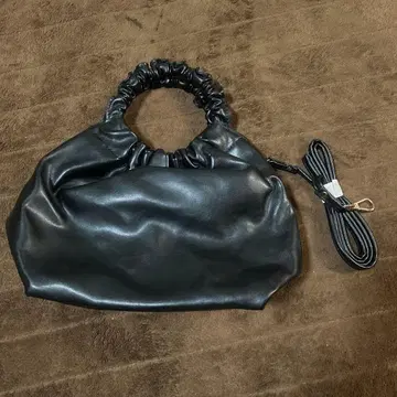 블랙 합성 피혁 2way 백 핸드 숄더 백