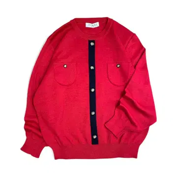 MIRE 빨간색 가디건 버튼 포함