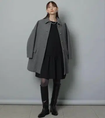 CADUNE 스탠칼라 멜톤 코트 카듀네