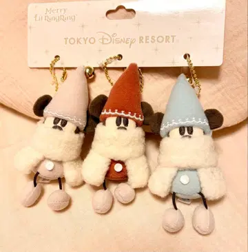 릴루리루 봉제 인형 참 3개 디즈니 크리스마스 빨간색 스카이블루 베이지