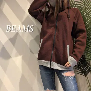 BEAMS HEART 속기모 풀 집업 후드티 아우터 후드 수납 자켓