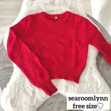 새상품급 SeaRoomLynn 코튼 하트 니트 풀오버