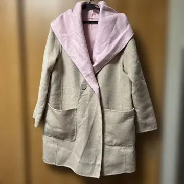 DoCLASSE 후드 부착 리버서블 코트 베이지 핑크