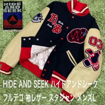 소매 가죽 풀 데코 바시티 자켓 하이드앤시크 남성용 L 와펜