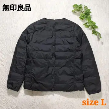 무인양품 노카라 다운 자켓 경량 손세탁 가능 블랙 L
