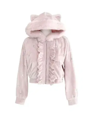 미셸 마카롱 michell macaron 비쥬 고양이 귀 후드티 핑크