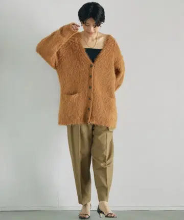 착용 적음 BABYLONE 브라운 오버 사이즈 가디건