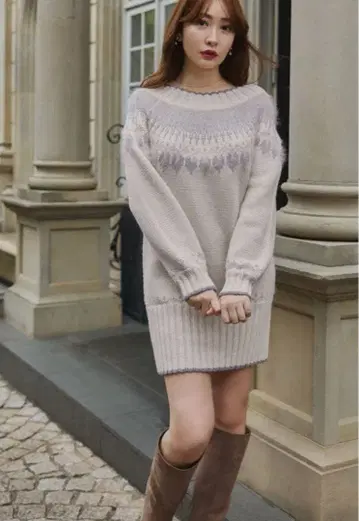 Heart Fair Isle Knit Mini Dress herlipto