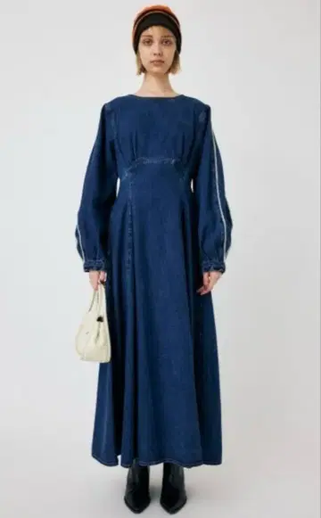 MOUSSY 프린지 슬리브 데님 원피스