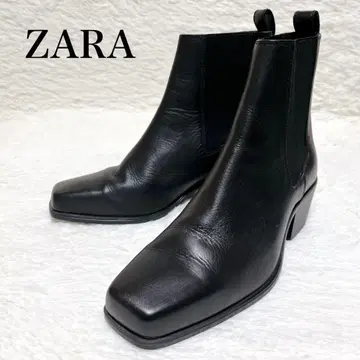 [ 새상품급 ] ZARA 사이드 고어 부츠 43 블랙 스퀘어토 힐