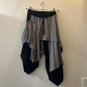 y2k 그런지 그레이와 블랙의 사루엘 팬츠 스웨트 원단