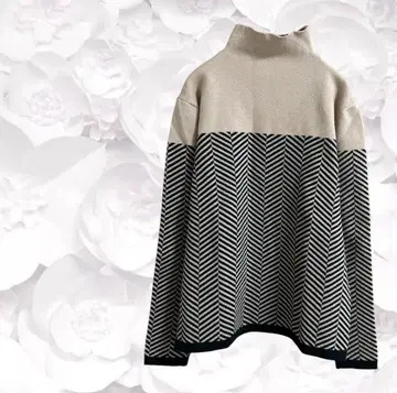 니트/스웨터 하이넥 긴팔 [ M ] 베이지 헤링본