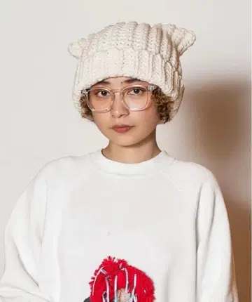 카시라 고양이 귀 니트 모자