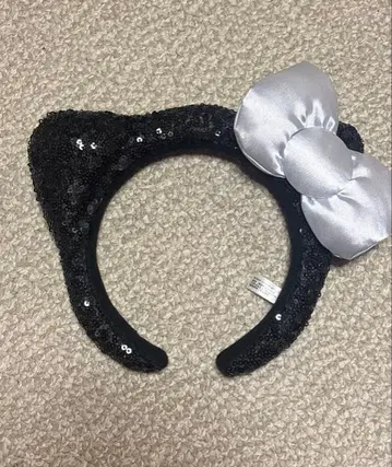 USJ 유니버셜 헬로키티 블랙 스팽글 머리띠