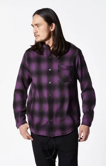 새상품 BACKLASH 울 스탠드 카라 체크 플란넬 셔츠 / 백래쉬 가죽