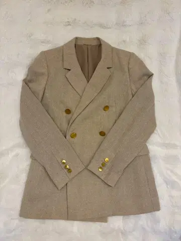 베이지 더블 브레스트 테일러드 자켓