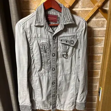 그레이 밀리터리 자켓 코튼 혼방