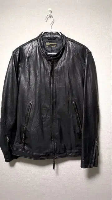 블랙 가죽 싱글 라이더 자켓 XL